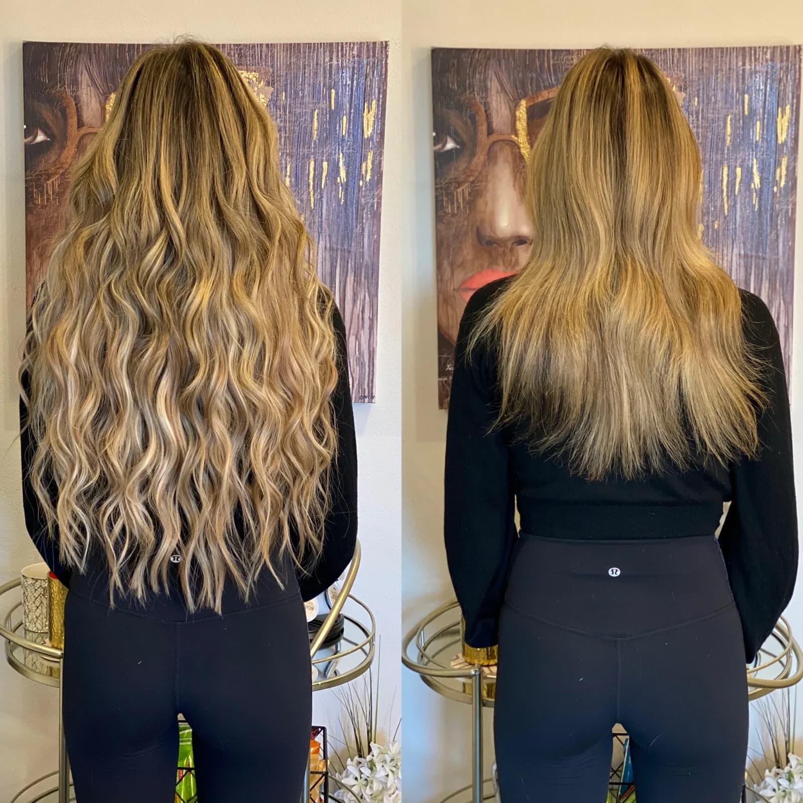 Before and after: blonde hand tied extensions