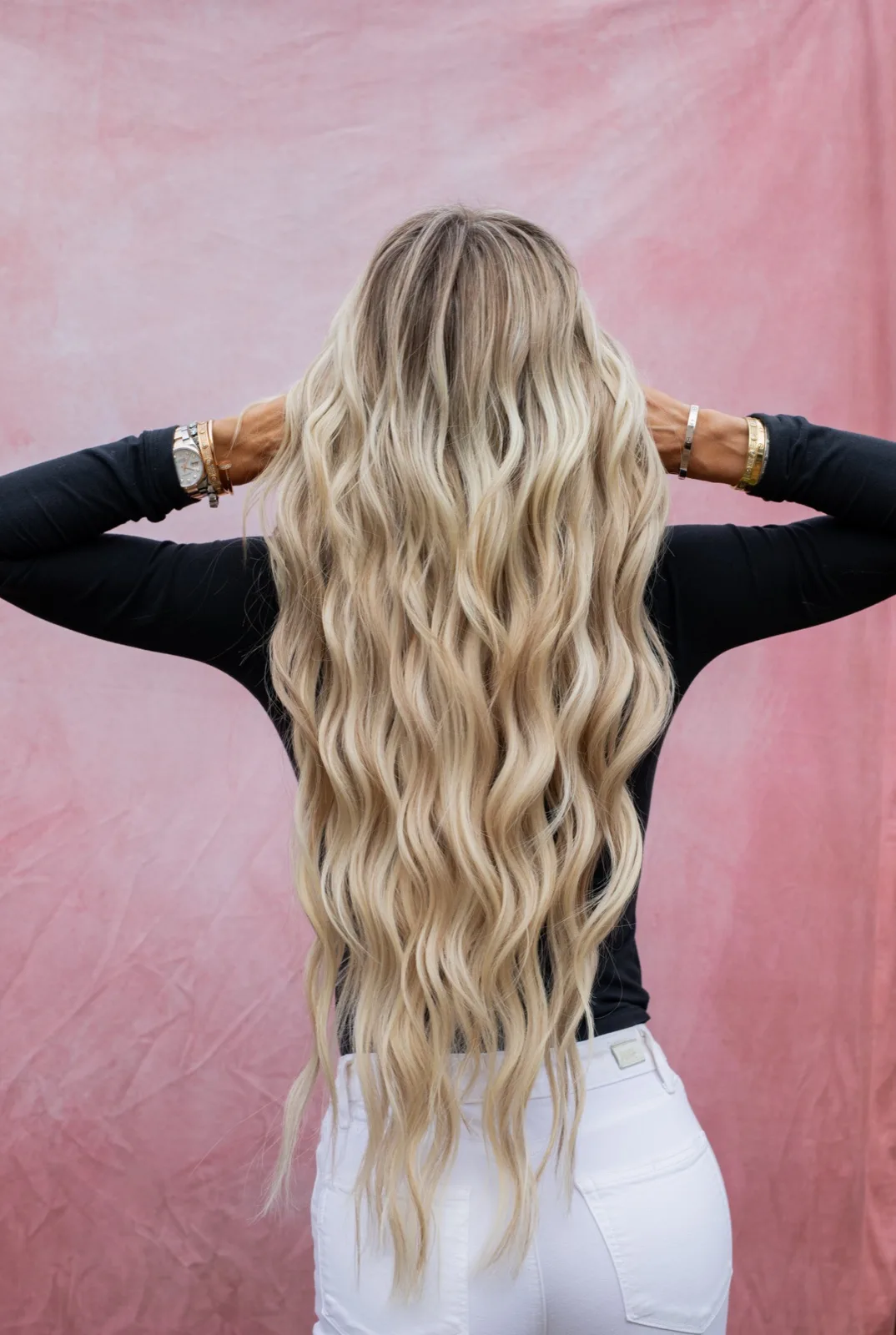 Blonde extensions with lived-in color